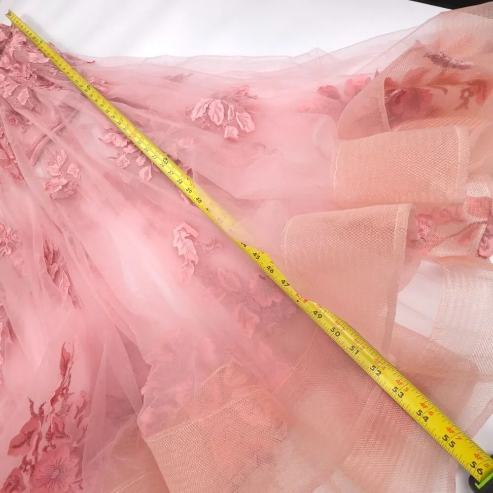 JOVANI 02845 Floral Applique Embellished Corset Gown Pink Romantic Pageant HOCO - Picture 5 of 14